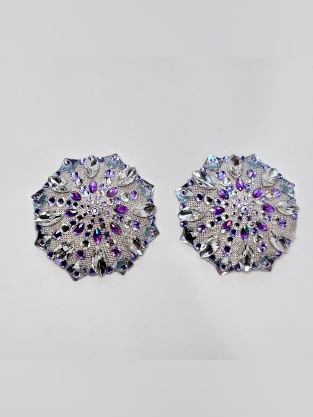 Elegant Silver and Purple Rhinestone Pasties